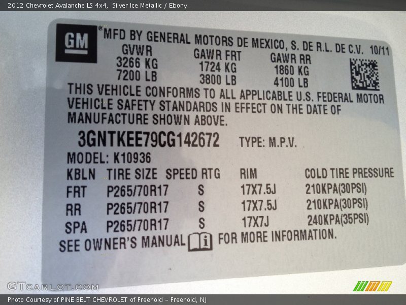 Silver Ice Metallic / Ebony 2012 Chevrolet Avalanche LS 4x4