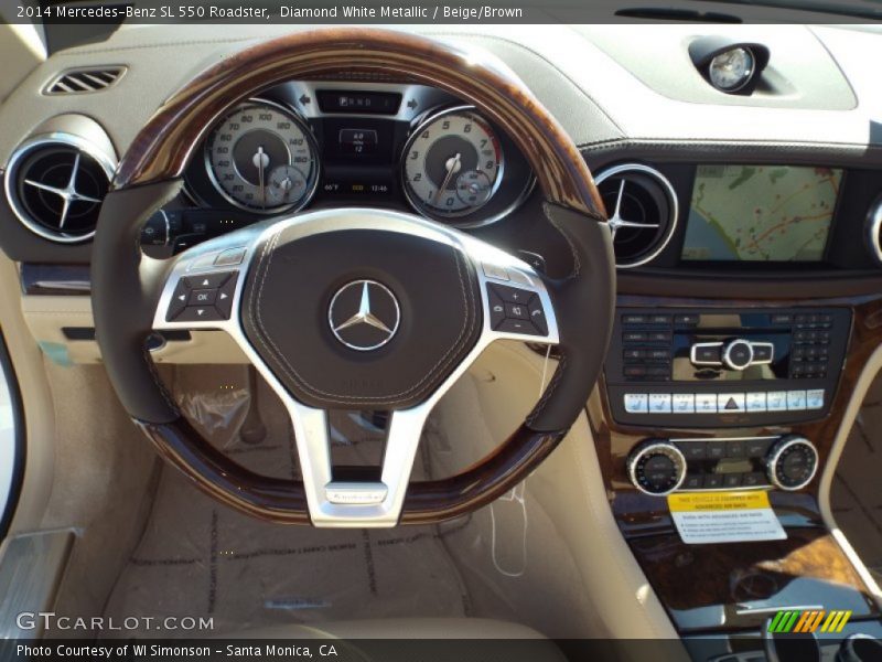Diamond White Metallic / Beige/Brown 2014 Mercedes-Benz SL 550 Roadster