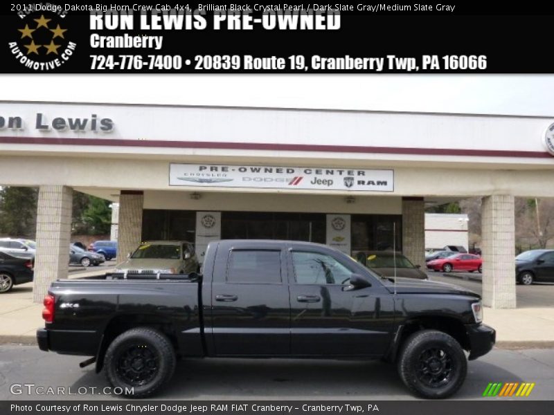 Brilliant Black Crystal Pearl / Dark Slate Gray/Medium Slate Gray 2011 Dodge Dakota Big Horn Crew Cab 4x4