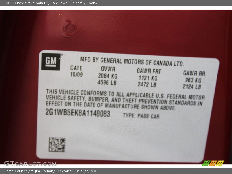Red Jewel Tintcoat / Ebony 2010 Chevrolet Impala LT