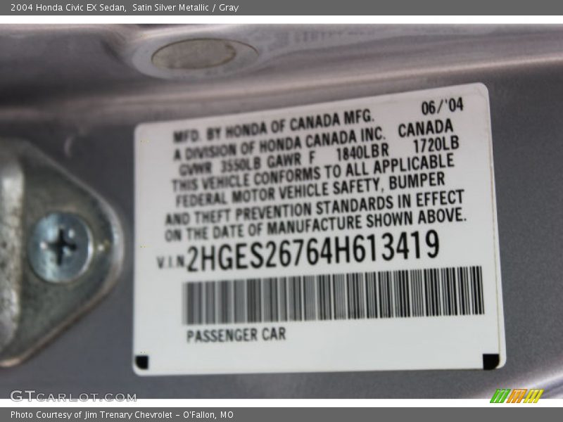 Satin Silver Metallic / Gray 2004 Honda Civic EX Sedan