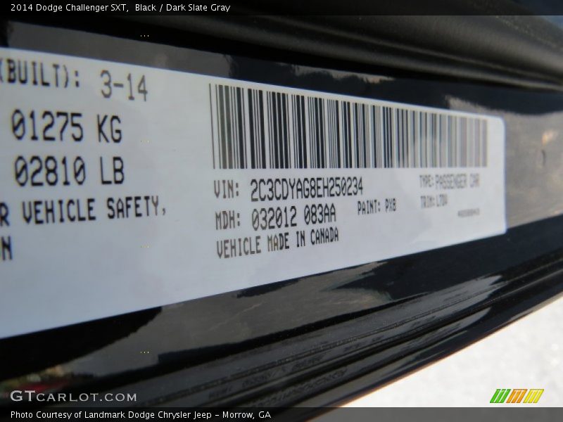 Black / Dark Slate Gray 2014 Dodge Challenger SXT