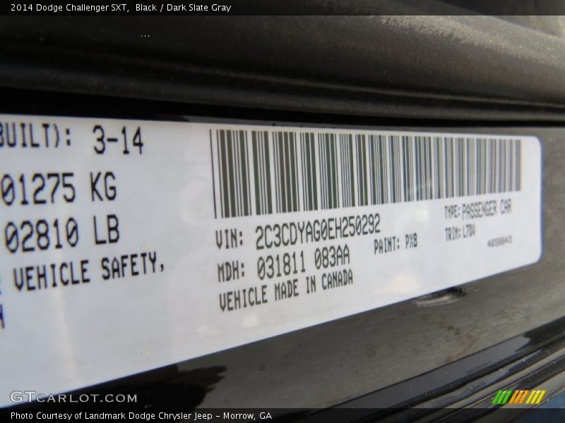 Black / Dark Slate Gray 2014 Dodge Challenger SXT
