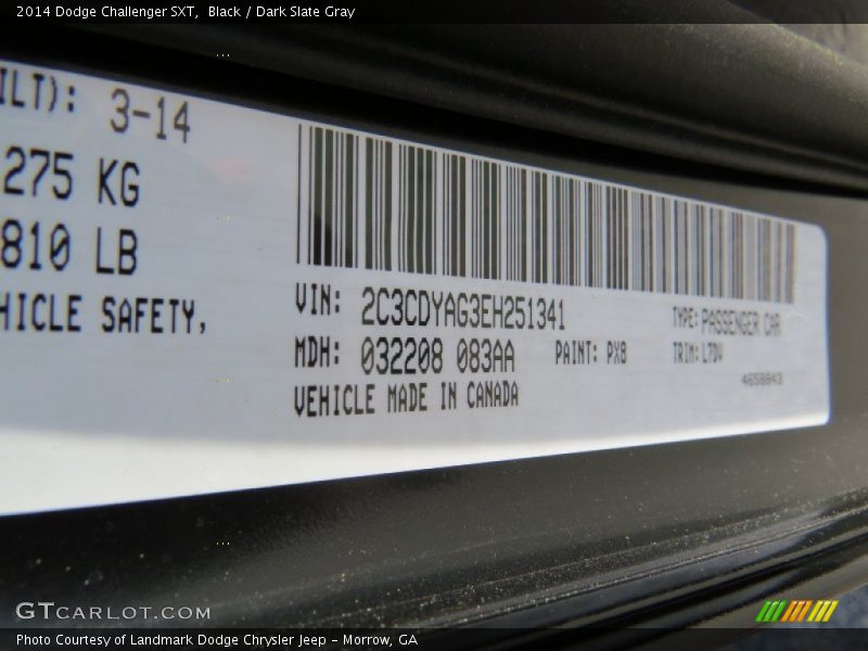 Black / Dark Slate Gray 2014 Dodge Challenger SXT