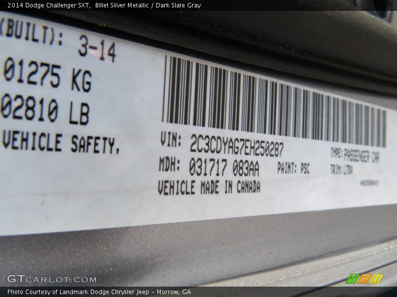 Billet Silver Metallic / Dark Slate Gray 2014 Dodge Challenger SXT