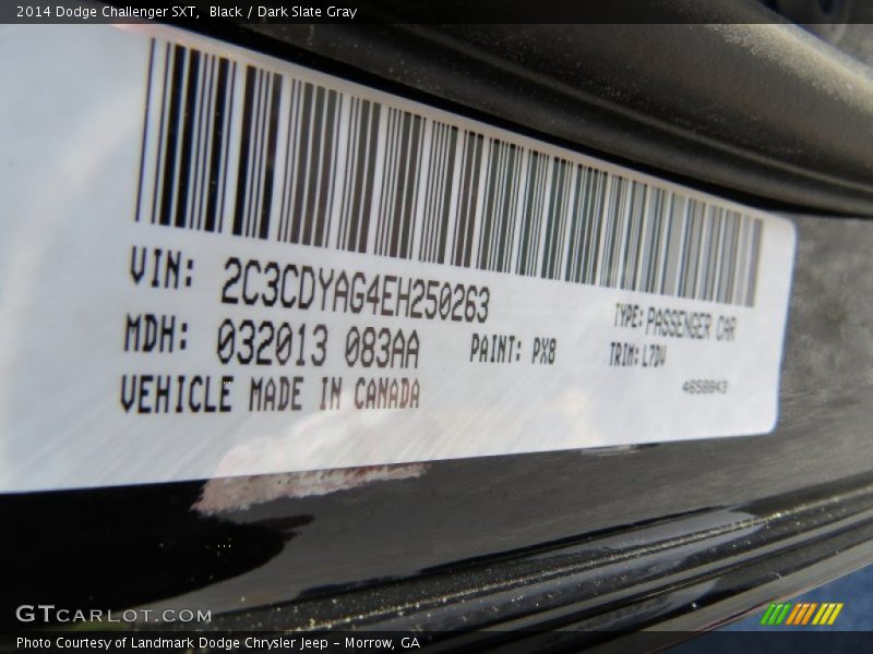 Black / Dark Slate Gray 2014 Dodge Challenger SXT