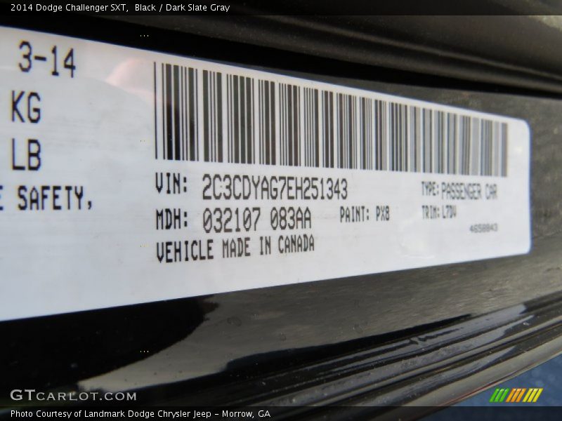 Black / Dark Slate Gray 2014 Dodge Challenger SXT