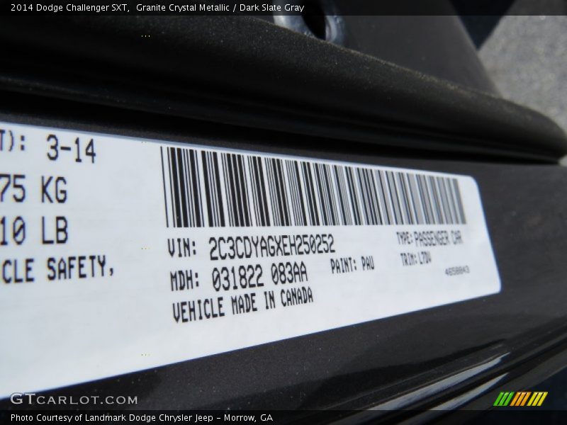 Granite Crystal Metallic / Dark Slate Gray 2014 Dodge Challenger SXT