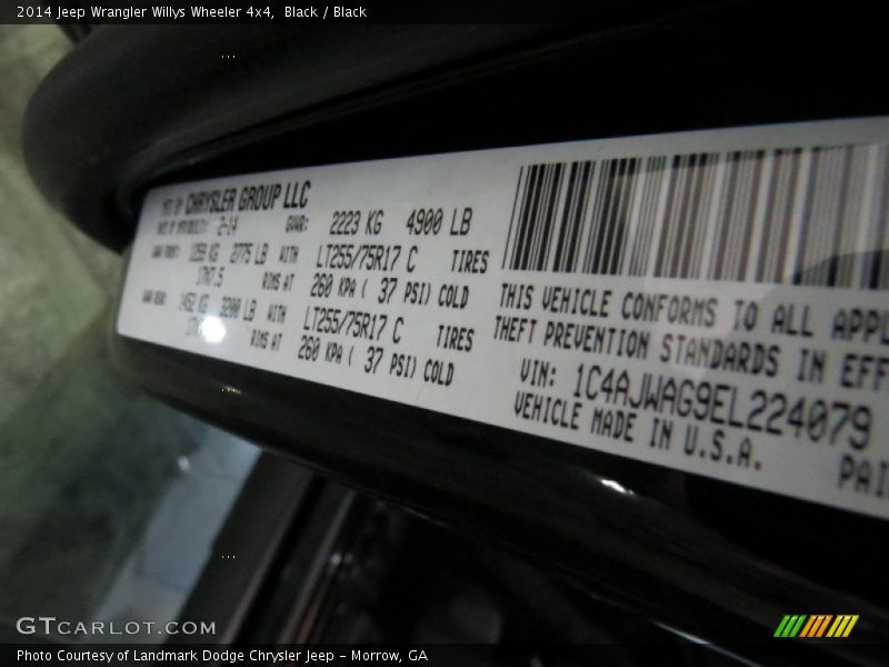 Black / Black 2014 Jeep Wrangler Willys Wheeler 4x4