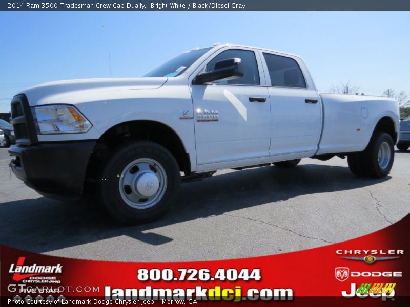 Bright White / Black/Diesel Gray 2014 Ram 3500 Tradesman Crew Cab Dually