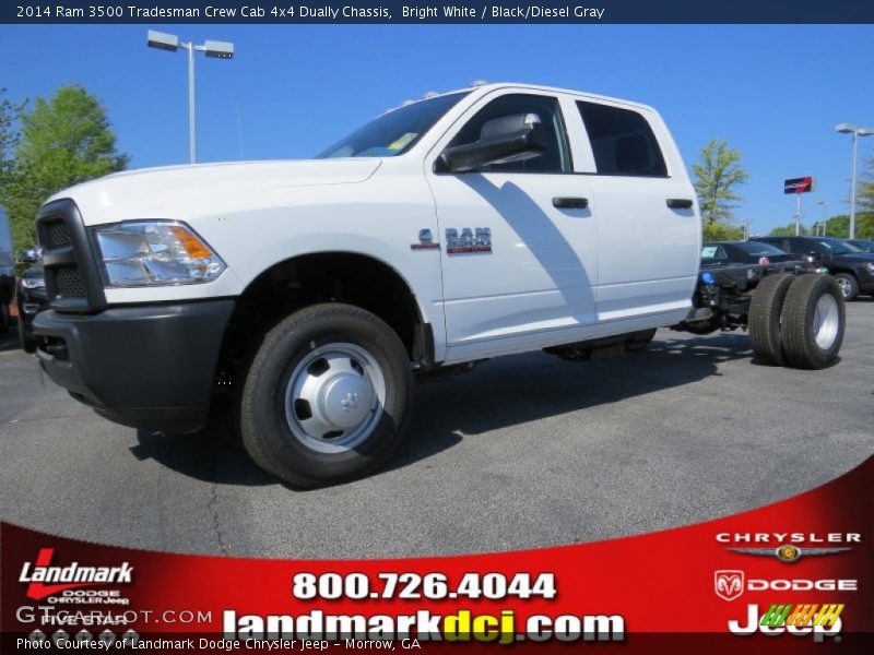 Bright White / Black/Diesel Gray 2014 Ram 3500 Tradesman Crew Cab 4x4 Dually Chassis