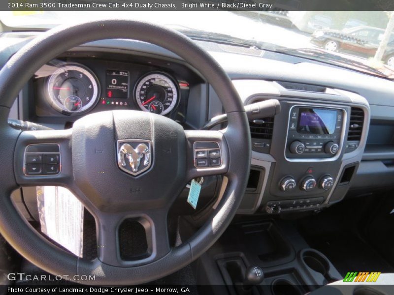 Bright White / Black/Diesel Gray 2014 Ram 3500 Tradesman Crew Cab 4x4 Dually Chassis