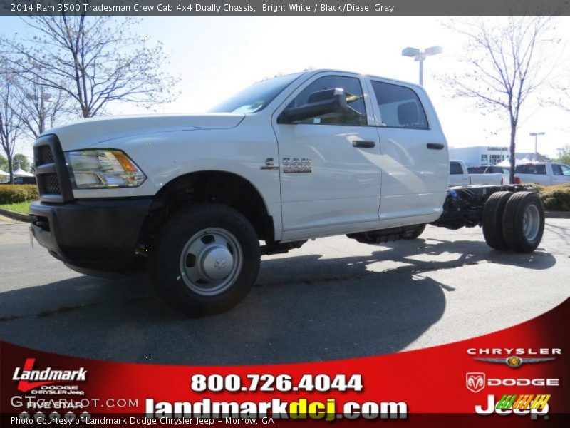 Bright White / Black/Diesel Gray 2014 Ram 3500 Tradesman Crew Cab 4x4 Dually Chassis