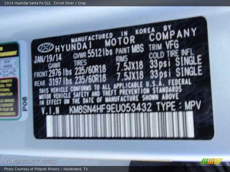 Circuit Silver / Gray 2014 Hyundai Santa Fe GLS