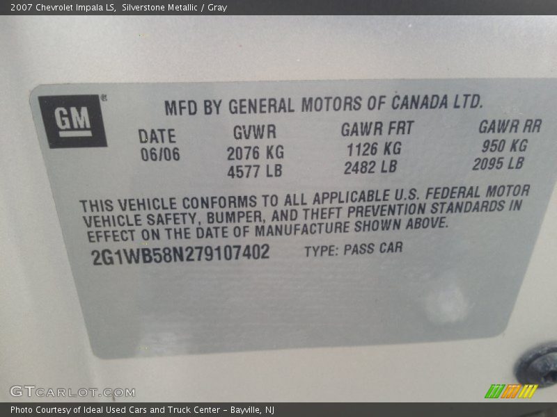Silverstone Metallic / Gray 2007 Chevrolet Impala LS