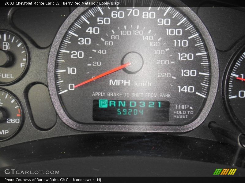 Berry Red Metallic / Ebony Black 2003 Chevrolet Monte Carlo SS