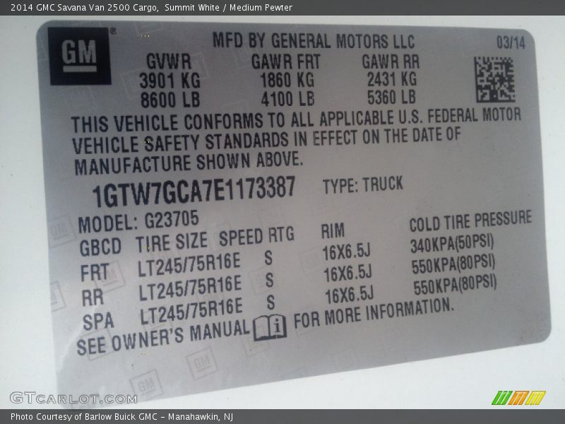 Summit White / Medium Pewter 2014 GMC Savana Van 2500 Cargo