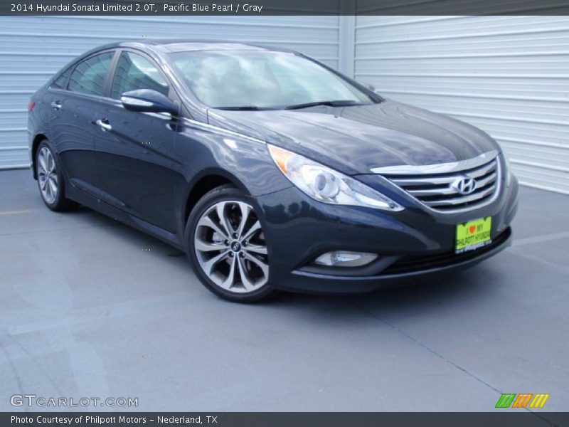 Pacific Blue Pearl / Gray 2014 Hyundai Sonata Limited 2.0T