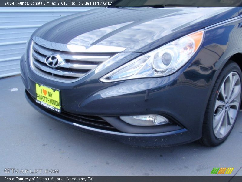 Pacific Blue Pearl / Gray 2014 Hyundai Sonata Limited 2.0T