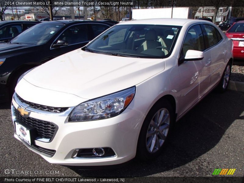 White Diamond Tricoat / Cocoa/Light Neutral 2014 Chevrolet Malibu LT