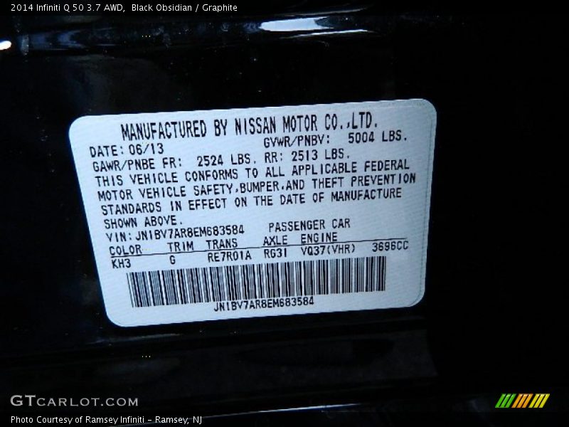 Black Obsidian / Graphite 2014 Infiniti Q 50 3.7 AWD