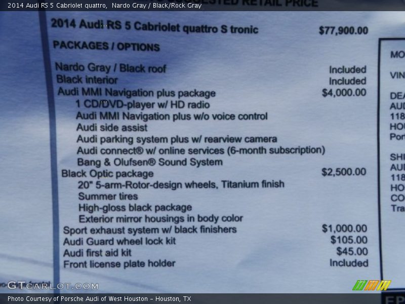  2014 RS 5 Cabriolet quattro Window Sticker