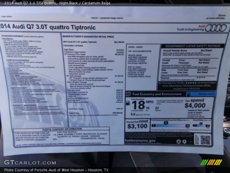 Night Black / Cardamom Beige 2014 Audi Q7 3.0 TFSI quattro