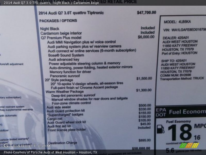 Night Black / Cardamom Beige 2014 Audi Q7 3.0 TFSI quattro