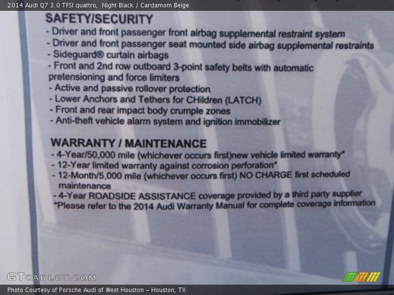 Night Black / Cardamom Beige 2014 Audi Q7 3.0 TFSI quattro