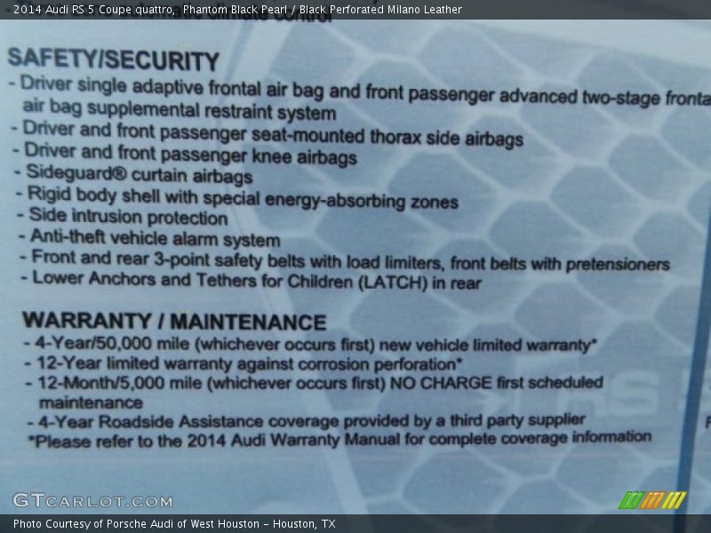 Phantom Black Pearl / Black Perforated Milano Leather 2014 Audi RS 5 Coupe quattro