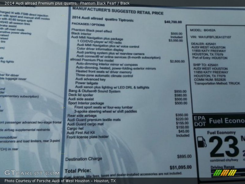  2014 allroad Premium plus quattro Window Sticker