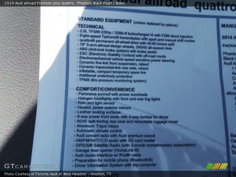  2014 allroad Premium plus quattro Window Sticker