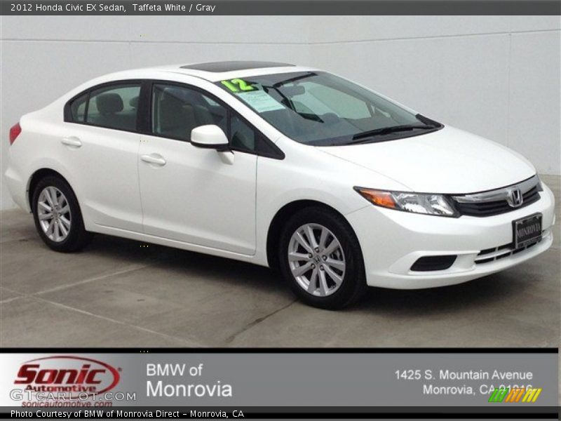Taffeta White / Gray 2012 Honda Civic EX Sedan