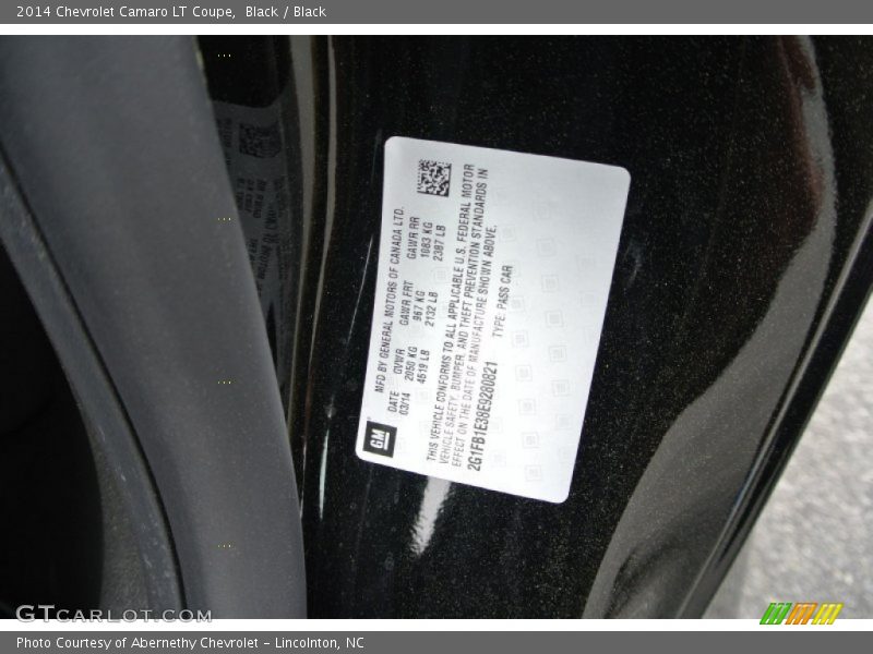 Black / Black 2014 Chevrolet Camaro LT Coupe