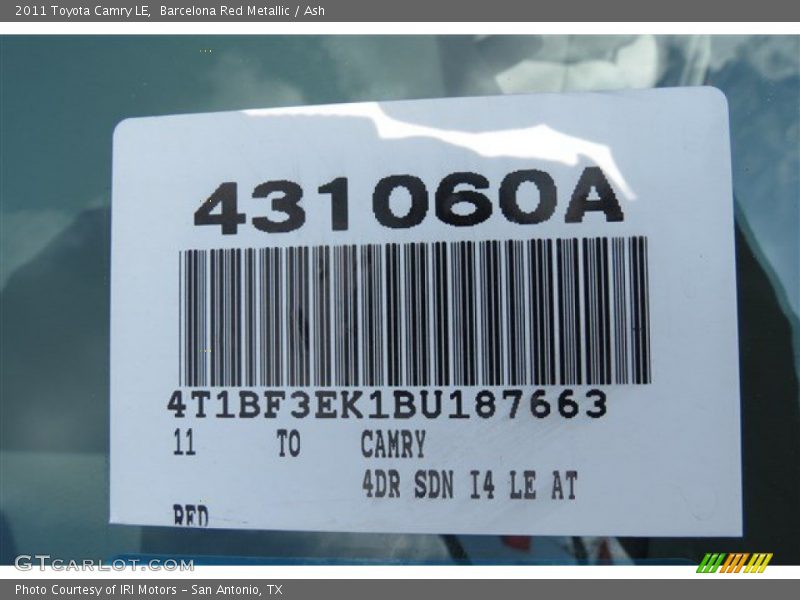 Barcelona Red Metallic / Ash 2011 Toyota Camry LE