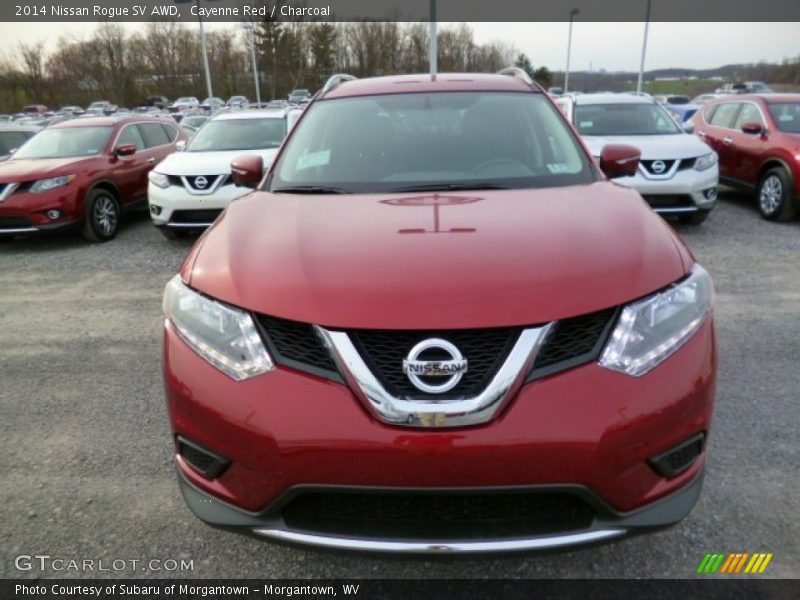 Cayenne Red / Charcoal 2014 Nissan Rogue SV AWD