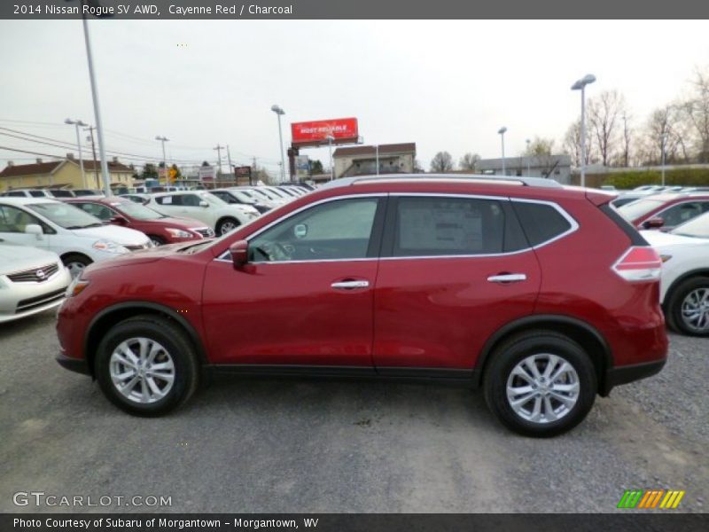 Cayenne Red / Charcoal 2014 Nissan Rogue SV AWD