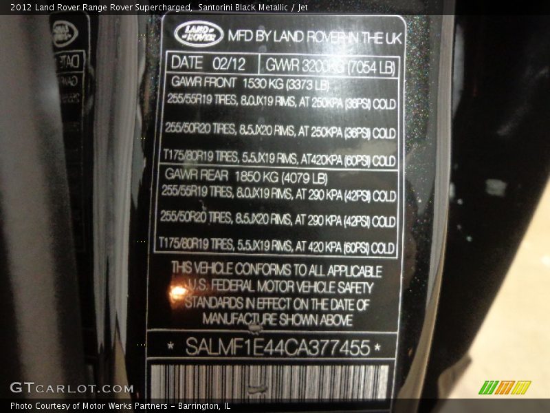 Santorini Black Metallic / Jet 2012 Land Rover Range Rover Supercharged