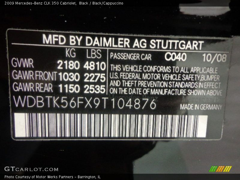 Black / Black/Cappuccino 2009 Mercedes-Benz CLK 350 Cabriolet