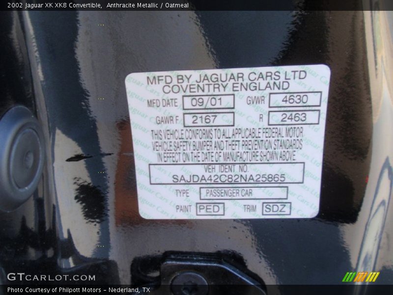 Anthracite Metallic / Oatmeal 2002 Jaguar XK XK8 Convertible