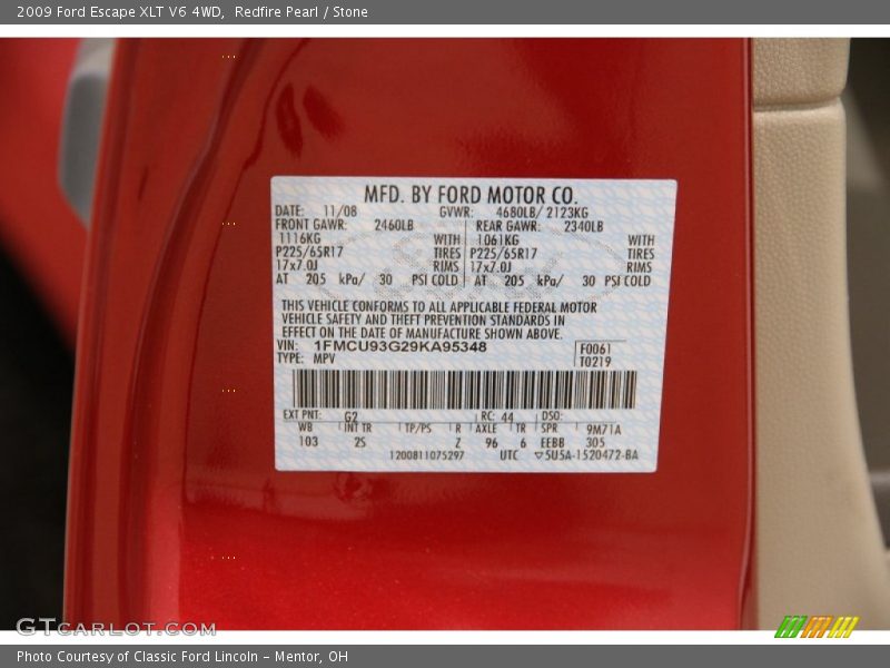 Redfire Pearl / Stone 2009 Ford Escape XLT V6 4WD