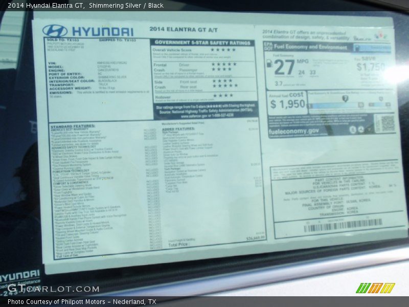Shimmering Silver / Black 2014 Hyundai Elantra GT