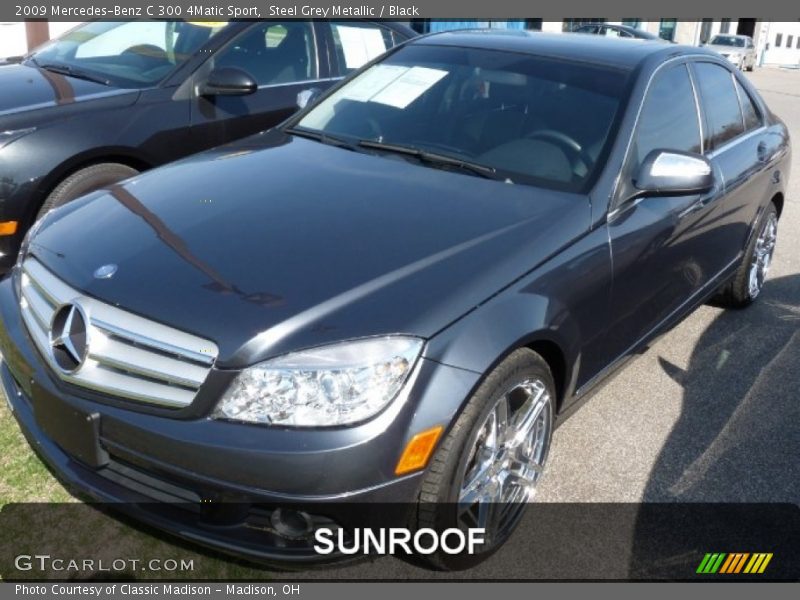 Steel Grey Metallic / Black 2009 Mercedes-Benz C 300 4Matic Sport