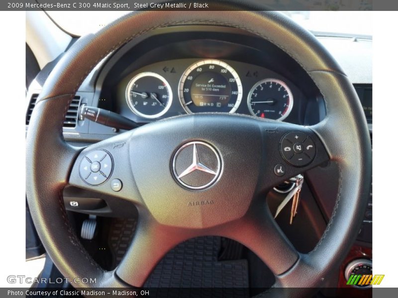 Steel Grey Metallic / Black 2009 Mercedes-Benz C 300 4Matic Sport