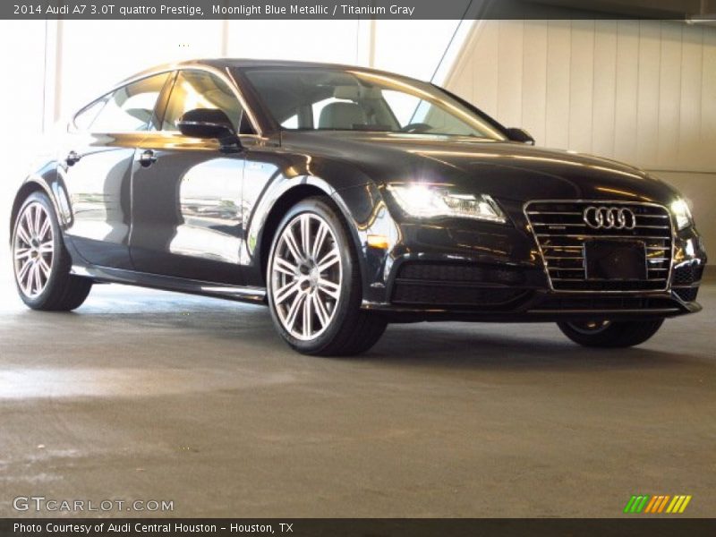 Moonlight Blue Metallic / Titanium Gray 2014 Audi A7 3.0T quattro Prestige