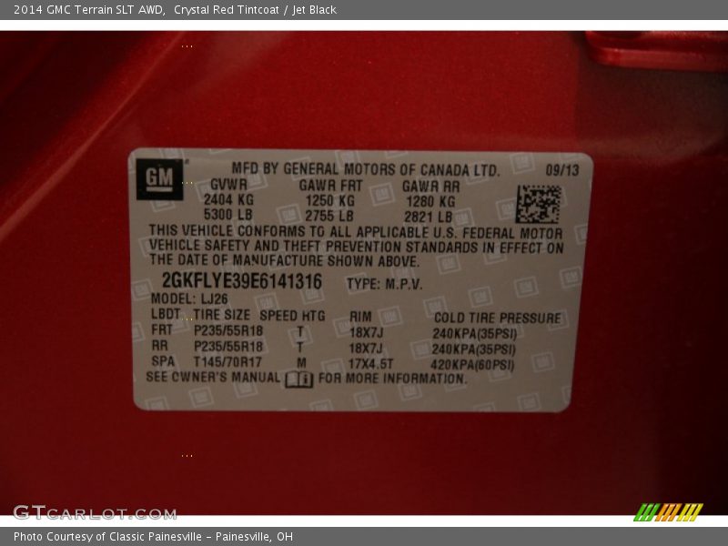 Crystal Red Tintcoat / Jet Black 2014 GMC Terrain SLT AWD