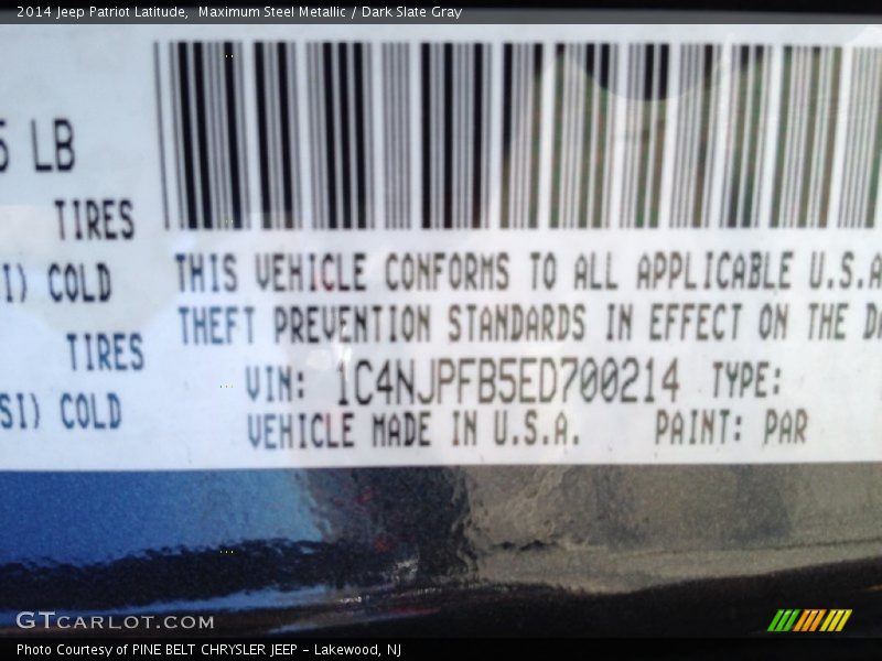 Maximum Steel Metallic / Dark Slate Gray 2014 Jeep Patriot Latitude