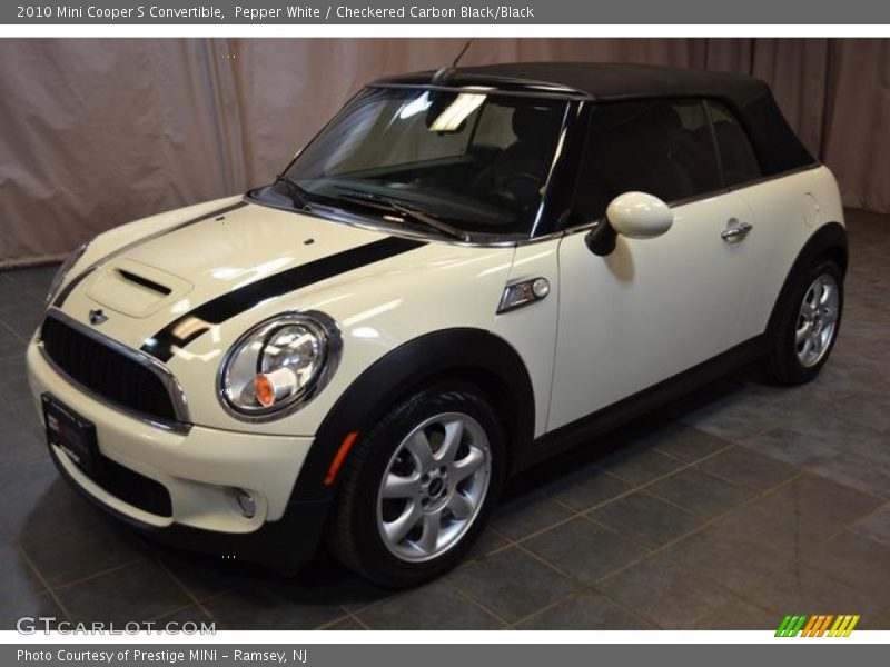 Pepper White / Checkered Carbon Black/Black 2010 Mini Cooper S Convertible