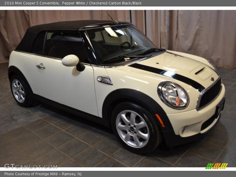 Pepper White / Checkered Carbon Black/Black 2010 Mini Cooper S Convertible