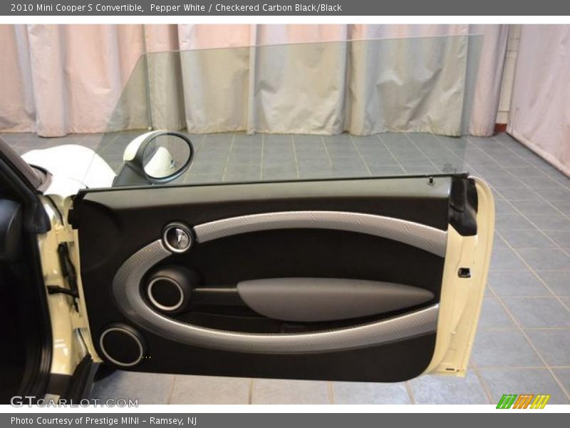 Pepper White / Checkered Carbon Black/Black 2010 Mini Cooper S Convertible
